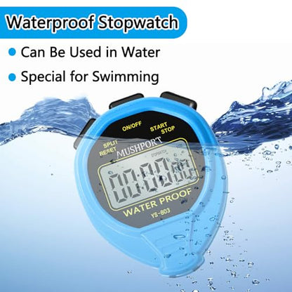 Waterproof Stopwatch Timer, Digital Stop-Watch for Sports, Blue - style: waterproof-blue