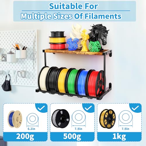 2 Pack 3D Printer Filament Storage Rack, Wall Mount Filament Spool Holder