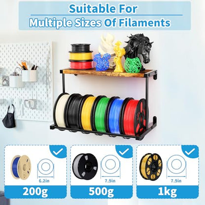 2 Pack 3D Printer Filament Storage Rack, Wall Mount Filament Spool Holder