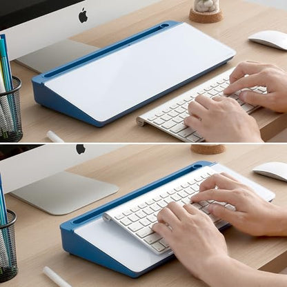 TSJ OFFICE Desktop Whiteboard Dry-Erase-Board - Computer Keyboard Stand White Board Surface Pad with Drawer, Desk Organizers with Accessories for Office, Home, School Supplies - Blue - color: Blue