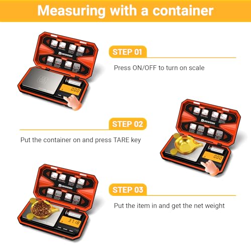UNIWEIGH Digital Pocket Scale 200g/0.01g Precision Digital Scale Grams - color: Orange