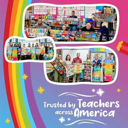 Sproutbrite 8 Pack 12”x16” Educational Motivational Posters for Classroom - color: Motivational