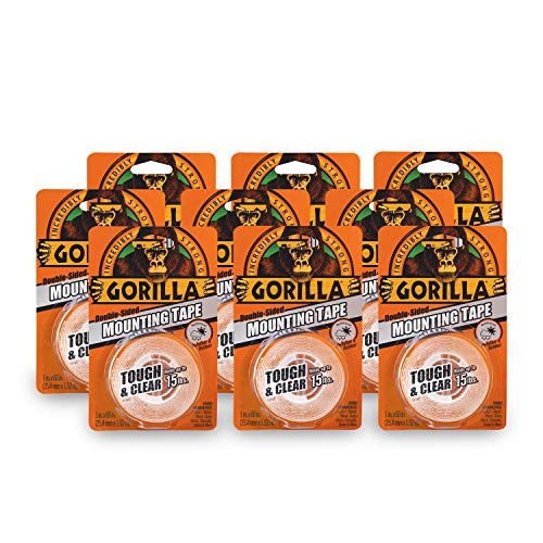 Gorilla Tough & Clear; Double Sided Mounting Tape; Weatherproof; 1" x 60"; Clear; (Pack of 9) - size: 9 Pack