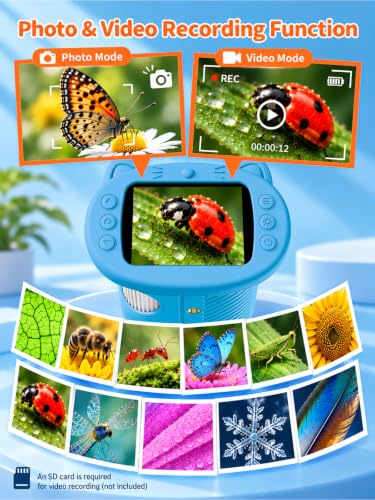 1000X Handheld Digital Microscope for Kids, 2.4" IPS Screen STEM Toys - color: Blue