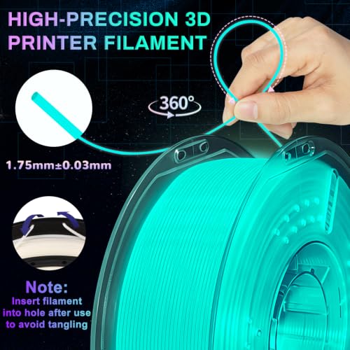 PLA+ 3D Printer Filament, Glow in The Dark Filament 1.75mm, Long-Lasting Glow & High-Brightness, Luminous Bright 3D Printing Filament for Most FDM 3D Printer - 1kg Spool(Glow Light Green) - color: Light Green