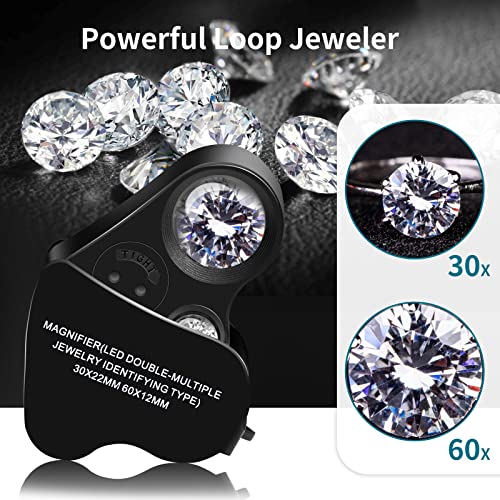 JARLINK 2 Pack 30X 60X 90X Illuminated Jewelers Loupe - color: Black