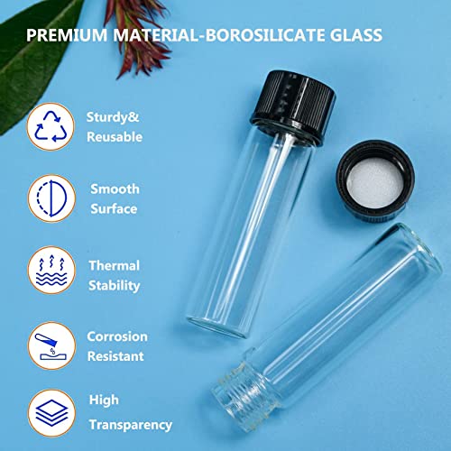 PEKYBIO 20PCS 30ML Clear Small Liquid Sample Glass Vials with Screw Caps - size: 30 ml (20 pieces)