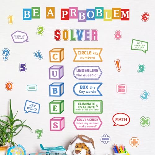 LHIUEM Mathematics Quotes Wall Decals Colorful Math Classroom Wall Sticker - color: Solver