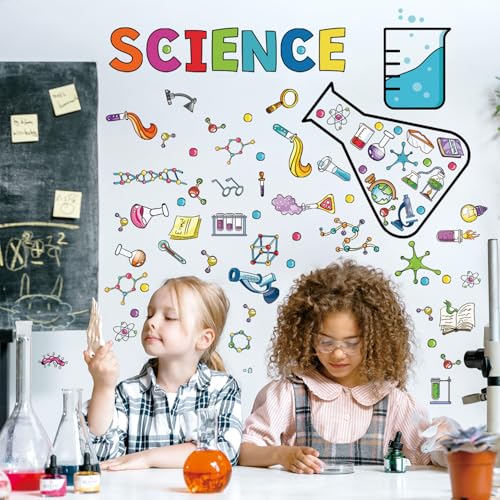 LHIUEM Large Science Wall Decals Colorful Chemistry Laboratory Wall Sticker - color: Science Room Sticker