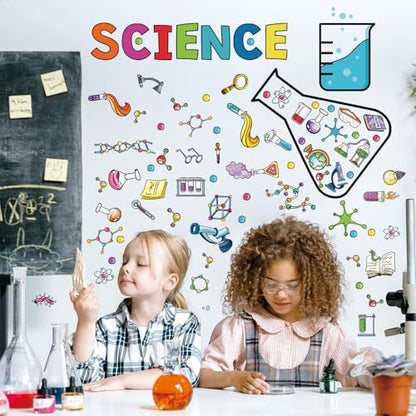 LHIUEM Large Science Wall Decals Colorful Chemistry Laboratory Wall Sticker - color: Science Room Sticker