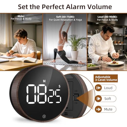 Digital Magnetic Kitchen Timer & Stopwatch with LED Display, Woodgrain - color: Deep Woodgrain
