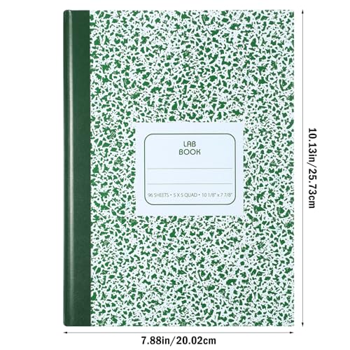3 Pack Laboratory Notebook 5 x 5 Quad Ruled, Marble Cover - color: Green