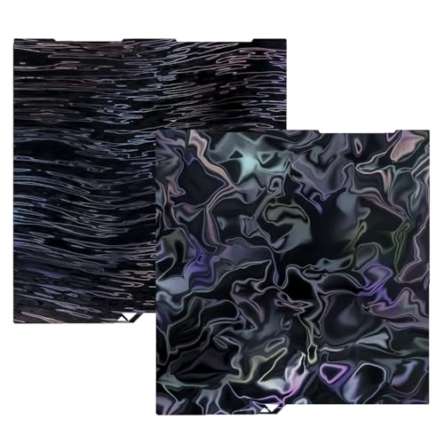 Abstract Water Ripples+Wood Grain PER Build Plate 256x268mm, Smooth PER Spring Steel Sheet Flexible Print Plate for Anycubic Kobra 3, Kobra 3 Combo 3D Printers - color: PER (Water Ripples+Wood Grain)