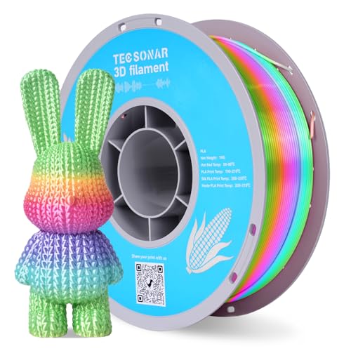 Silk Rainbow PLA 3D Printer Filament, 1KG Spool(2.2lbs) 1.75mm PLA Fast Color Change 3D Printing Material, Multicolor Gradient Filament for Most FDM 3D Printers,Candy Color - color: Candy