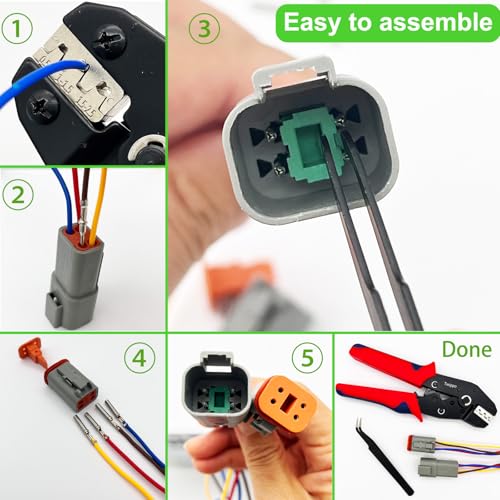 2 Pin Deutsch Connector Kit 10 Set, DT Connector, Waterproof Wire Connector - size: 2Pin 10Pair