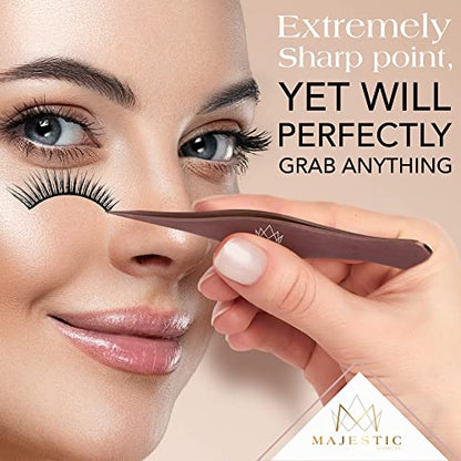 Majestic Bombay Fine Point Tweezers, Eyebrows, Facial Hair, Women and Men - color: Rose Gold