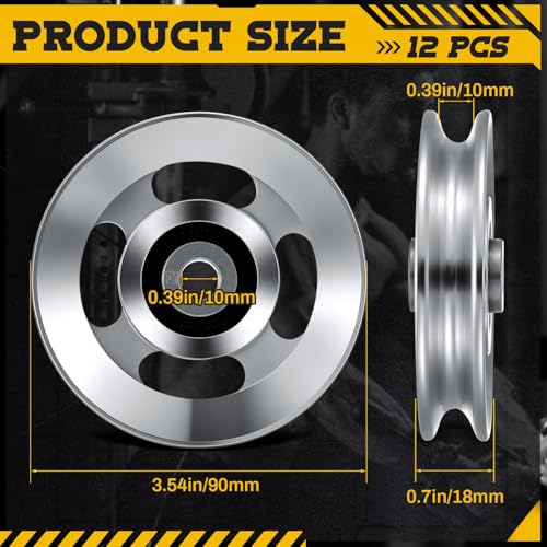 Soulchen 2-14 Pcs Aluminum Cable Pulley Wheel 90/95mm - color: Sliver, size: 90 mm