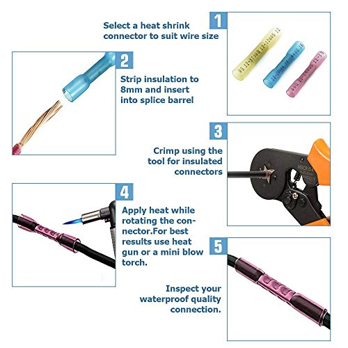 Heat Shrink Butt Connector Kit, 22-10 AWG, 110PCS - size: Butt 110PCS