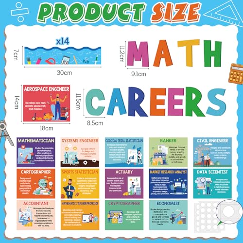 Epakh Math Bulletin Board Sets Math Careers Posters for Classroom Decor - style: Math Careers