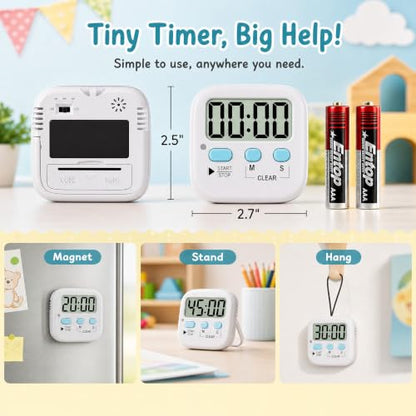 Antonki 2 Pack Digital Timer for Kids Classroom Kitchen Timers for Cooking - color: Classic White ( 2 Pcs )