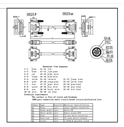 DB25 Male to Female Extension Cable 10FT, 26awg Tinned Copper Wires,Double-Shielded with Foil &Metal Braid, D-SUB 25 PIN RS232 Serial Cable in Black - color: Male to Female, size: 10 feet