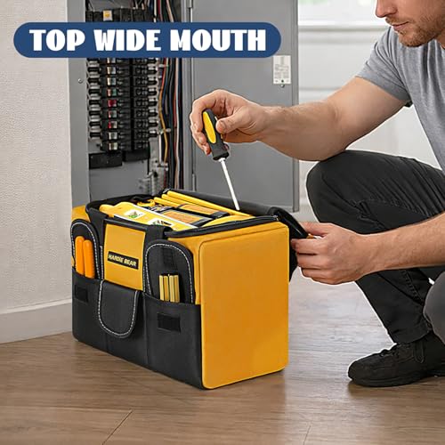 Tool Bag, 12 Inch, Yellow and Black, 3 External Pockets, Zippered Storage, Portable Organizer - size: 12INCH/30CM