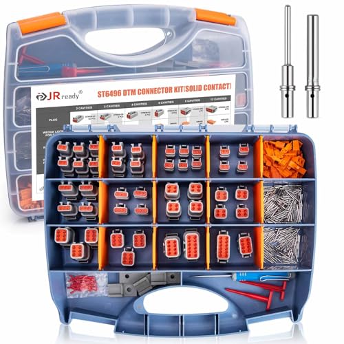 JRready ST6496 Deutsch DTM 2/3/4/6/8/12 Pin Connector Kit, Solid Contacts - size: DTM Kit (300pcs)