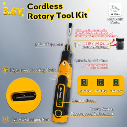Resin Drill 3D Printed Resin Cured Sanding and Polishing Tool Kit - size: 3.6V