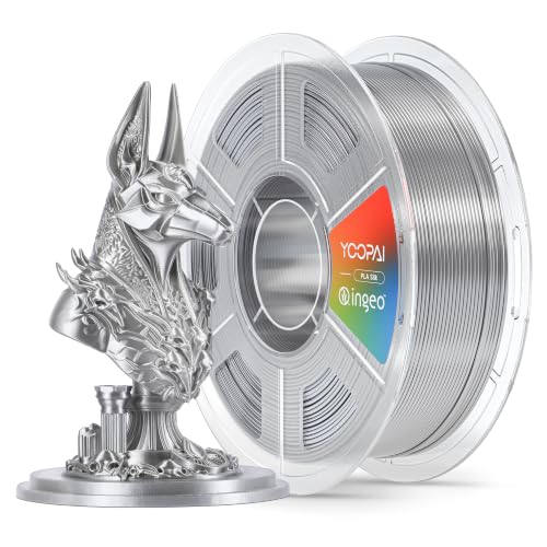 YOOPAI Silver Silk PLA Filament 1.75mm, Luxury Chrome-Like Mirror Shine, Premium Silk Smooth Finish, Reliable Consistent Printing 3D Printer Filament, 1kg Spool(2.2lbs) - color: A-silkpla-1kg-silver