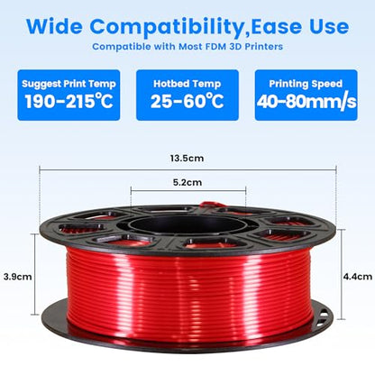 MIKA3D 1.75mm 3D Printer Silk Shiny PLA Filament 8 Spools Bundle, Silk Luster Red Orange Yellow Green Cyan Blue Purple White 8 Most Popular Shining Colors, 0.25kg/Spool, Total 2kg - color: 8 Spools - Silk Red/Orange/Yellow/Green/Cyan/Blue/Purple/White
