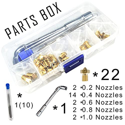 Nozzles 22 pcs 3D Printer Extruders Brass Nozzles - size: V5/V6 Brass, style: Kit: Various Nozzles