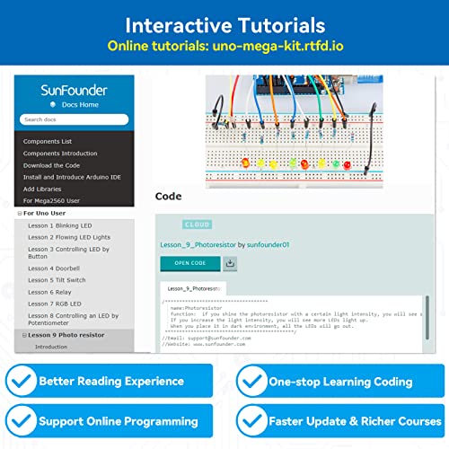 SunFounder Project Complete Starter kit Compatible with Arduino UNO R3 Arduino IDE/Scratch Coding with 42 Detailed Online Tutorials