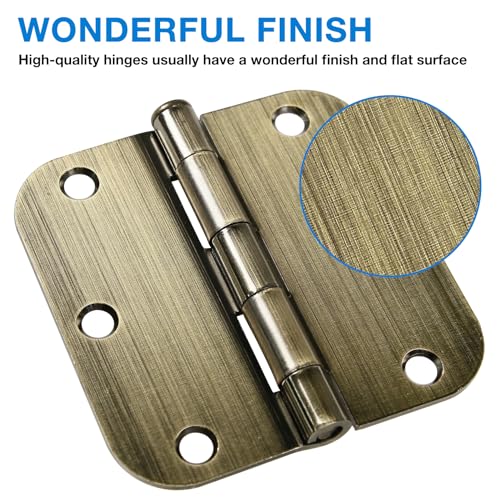 TDCHINGES Rounded Door Hinges 3.5" X 3 1/2 Inch Antique Brass 5/8" 18 Pack - color: Antique Brass-Rounded, size: 18 Pack