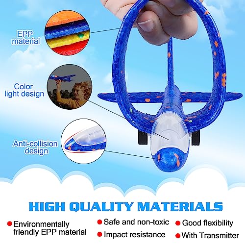 LJZJ 3pk LED Foam Plane Launcher, 2 Modes Outdoor Toy Gift Boys Girls 3+ - size: 3 Planes (1 Launcher)