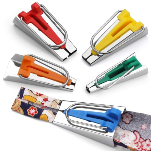 5 Sizes Bias Tape Makers Kit, 1/4" 3/8" 1/2" 3/4" 1" DIY Quilting Tools Kit - color: 5 Colors