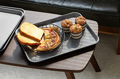 Aebeky Plastic Cafeteria Trays,Fast Food Serving Trays,13"X17",Set of 6 (Gray) - color: Gray