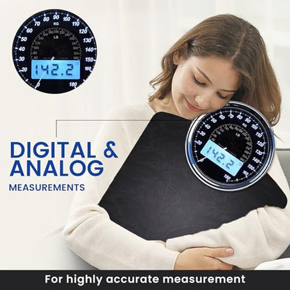 EILISON 2-in-1 Digital & Analog Bathroom Scale, 400 lbs, Large Display - color: Grey