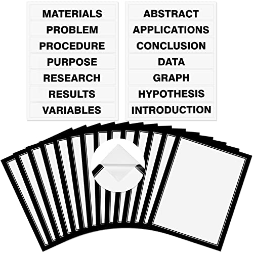 Lewtemi 14 Sheets Science Fair Board Supplies Self Adhesive Presentation Subtitles 2 Sheets Edge Self Adhesive Paper Poster Board Letters Presentation Paper for School Office Supplies(Black) - color: Black