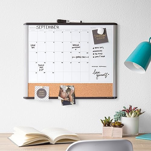 U Brands Calendar Whiteboard Dry Erase Board, 16" x 20", Black and Gray - color: Black/Gray, size: 20"W x 16"H