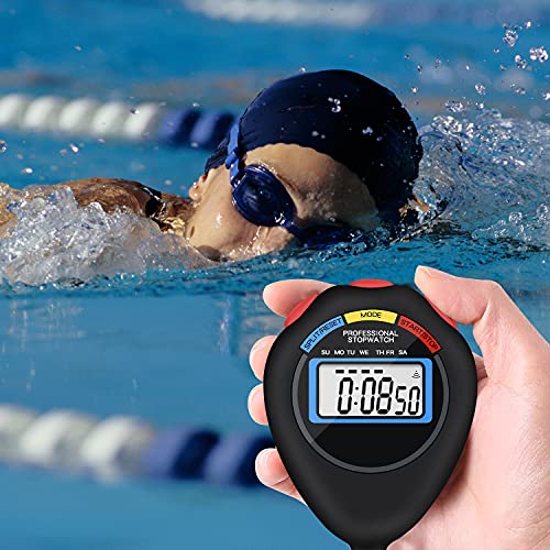 Pgzsy 6 Pack Multi-Function Electronic Digital Sport Stopwatch Timer, Large Display with Date Time and Alarm Function,Suitable for Sports Coaches Fitness Coaches and Referees