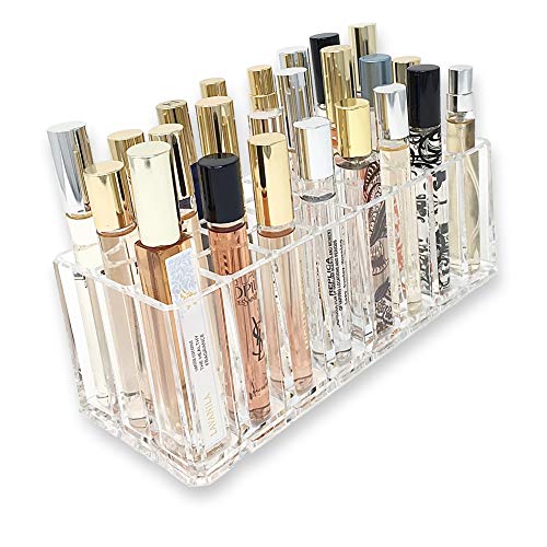 Acrylic Rollerball Perfume Organizer Beauty Scent Holder 24 Space Organization Refillable Container Tall Scented Oil Storage Display Case (2)