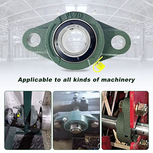 2 Pcs of DEEPDREAM UCFL201-8 Pillow Block Bearing, 1/2 inch Bore, 2 Bolt Flange Mounted Pillow Bearing, Self Alignment - size: UCFL201-8-2Pcs