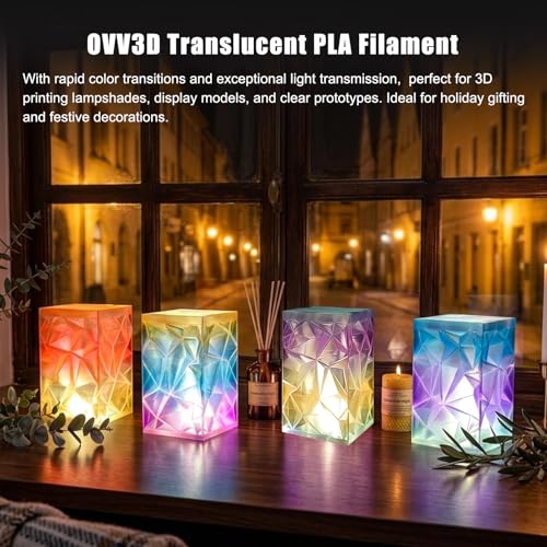 OVV3D PLA 3D Printer Filament Bundle 250g x 4 Spools, Transparent PLA - color: Transparent Multicolor
