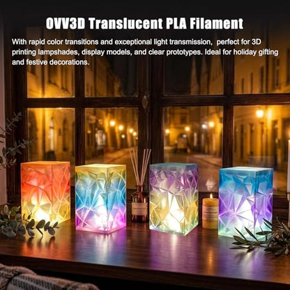 OVV3D Clear PLA Filament 1.75mm, 3D Printer Filament Translucent PLA, 1kg Spool, Transparent Filament Blue Purple Gradient Color Change Low Warping & No-Bubbles, +/- 0.02 mm, Fit Most 3D Printers - color: Translucent Galaxy