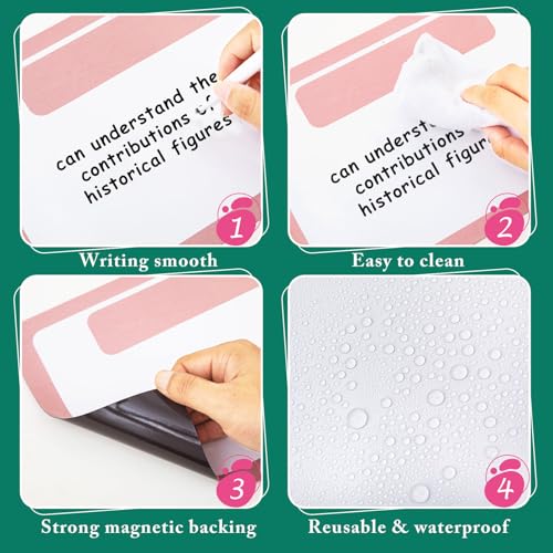EggSun 7Pcs Magnetic Write & Wipe Paper Organization Chart, Pen Dry Erase Objectives Labels Learning Magnets for Classroom Organization Whiteboard Teacher Student Teaching Supplies,Blue and Pink - style: Blue and Pink