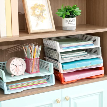 Teenyyou Set of 12 Colorful Classroom Turn in Trays Stackable, Boho - color: Boho