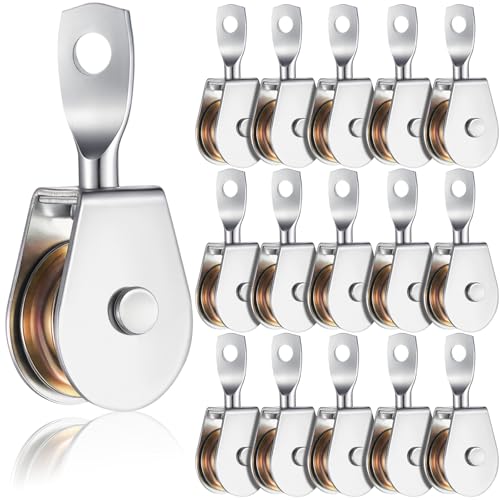 16 Pack Single Pulley Block Wheel 360° Swivel Pulley, 1.5 Inch - size: 1.5 Inch