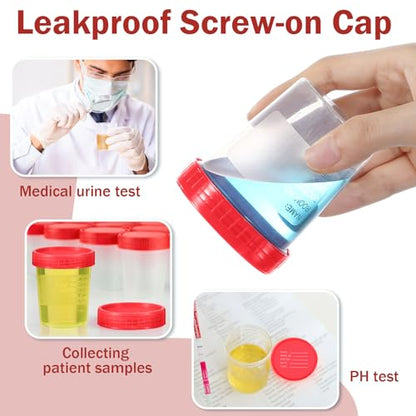 Geiserailie 100 Pcs Urine Cups 4oz Disposable Specimen Container,Red - color: Red