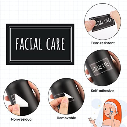 Segbeauty Soap Dispenser Waterproof Labels, 36 Packs Self-Adhesive Minimalist Labels Stickers for Bottles, Farmhouse Bathroom Kitchen Laundry Removable Cleaning Label for Shampoo Dish Soap Deter-Gent - style: S+D+F-Black