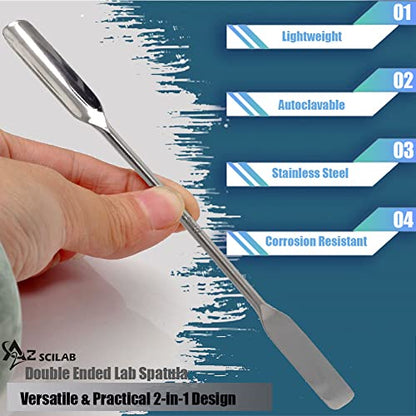 Stainless Steel Double Ended Micro Lab Scoop Spoon Half Rounded & Flat End Spatula Sampler (7 INCH) - size: 7 INCH